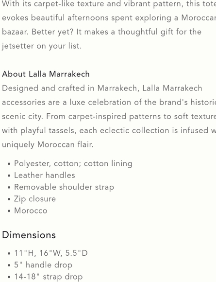 Lalla Marrakech Petit Souk Carpet Tote Bag - Picture 4 of 8